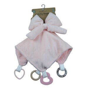 Dreamgro Security Blanket Lovey Activity Blankie Pink Bow Baby Rattle Girls NWT